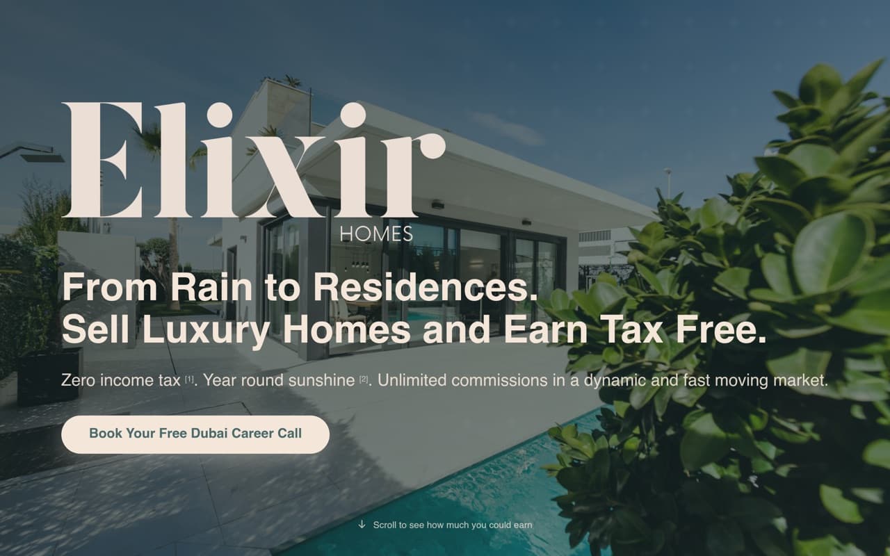 Elixir Homes website