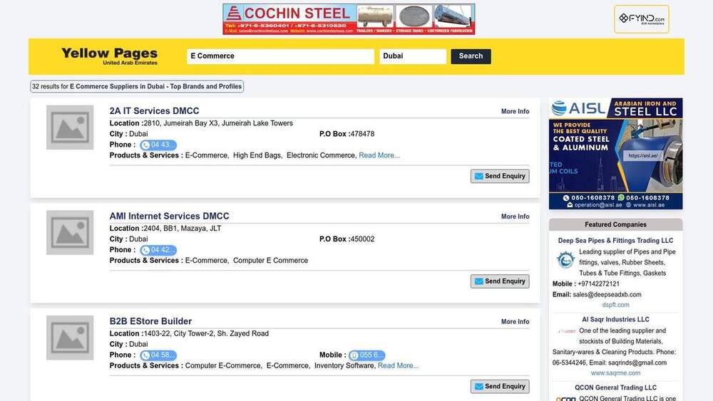 YellowPages UAE – E‑Commerce Companies in Dubai