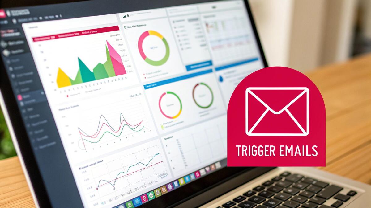 Diagram showing how user actions trigger specific, automated email responses in Mailchimp's system, illustrating the concept of behavioural triggers.