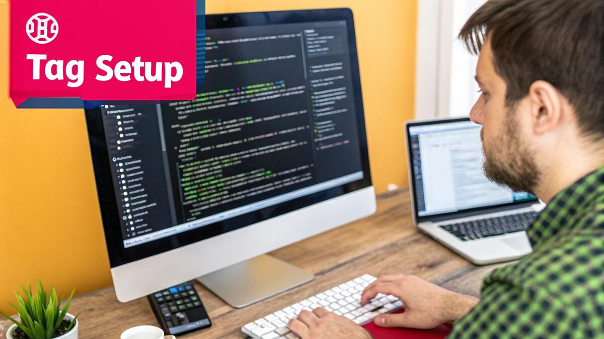 A person pointing at a tablet screen displaying various marketing charts and graphs