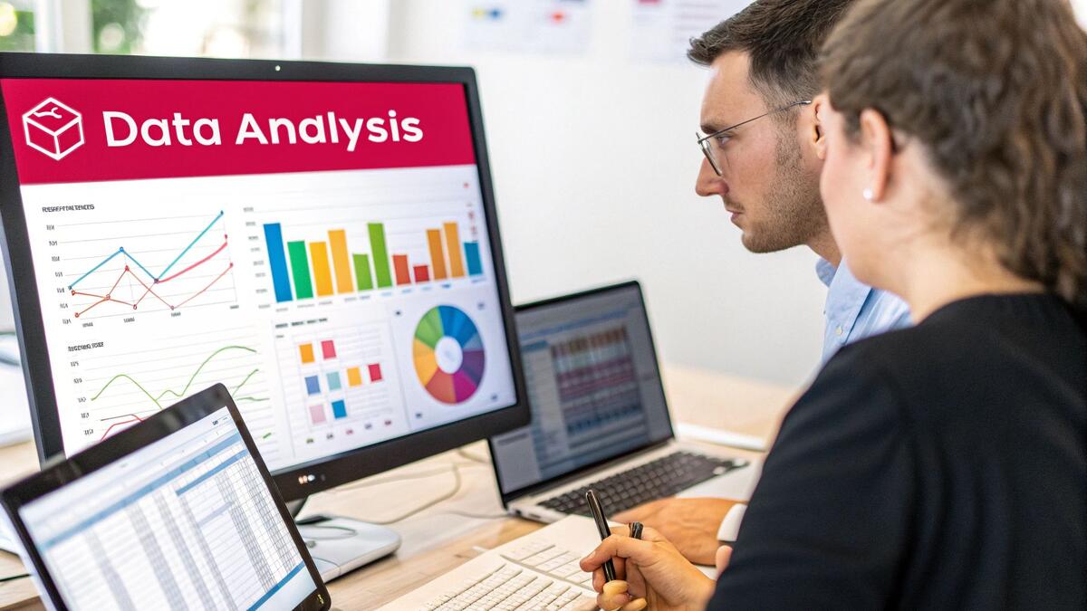 A professional marketer analysing a dashboard with campaign optimisation data.