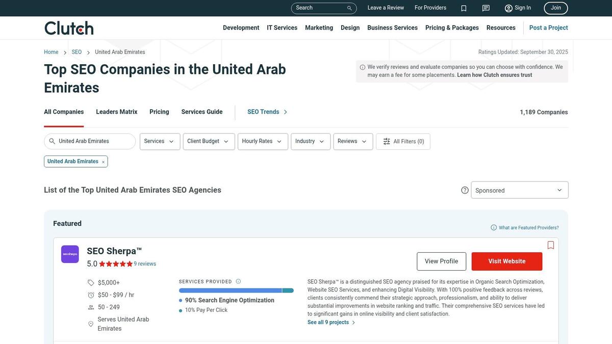 Clutch – UAE SEO Agencies Directory