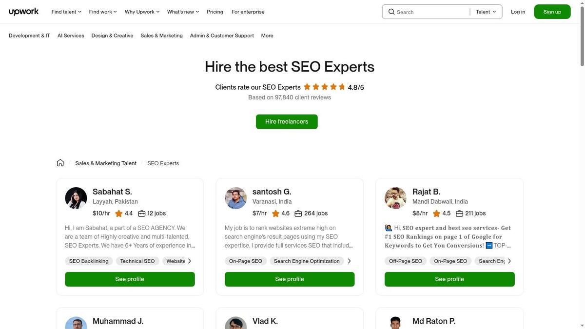Upwork – Freelance and Boutique SEO Providers