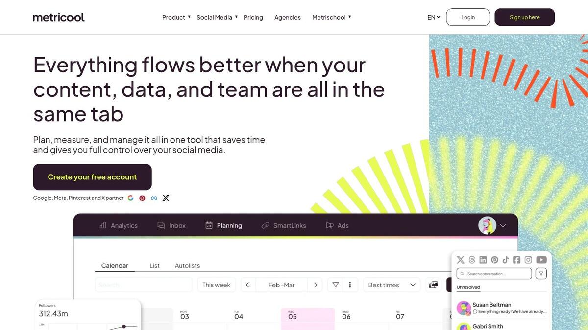 Metricool Social Media Dashboard