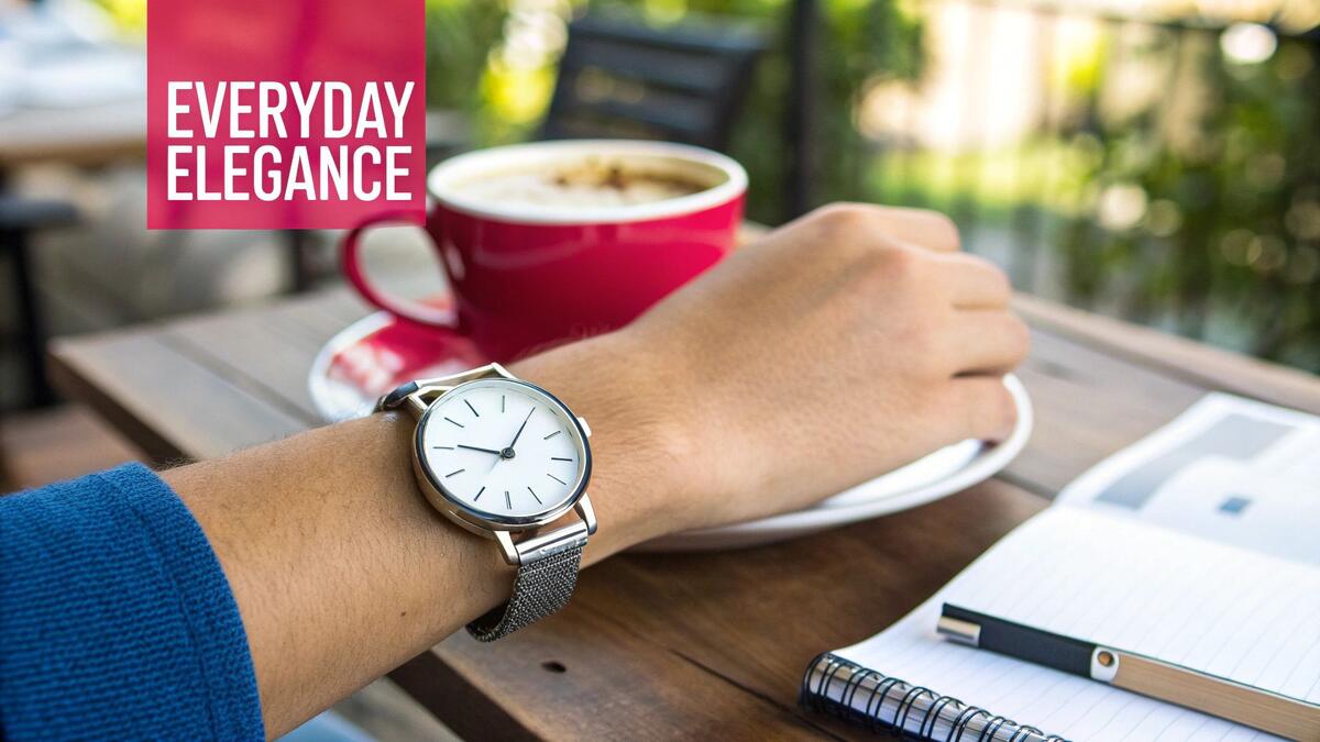 An Instagram post featuring a Daniel Wellington watch as part of a lifestyle flatlay, showcasing the brand's minimalist aesthetic.