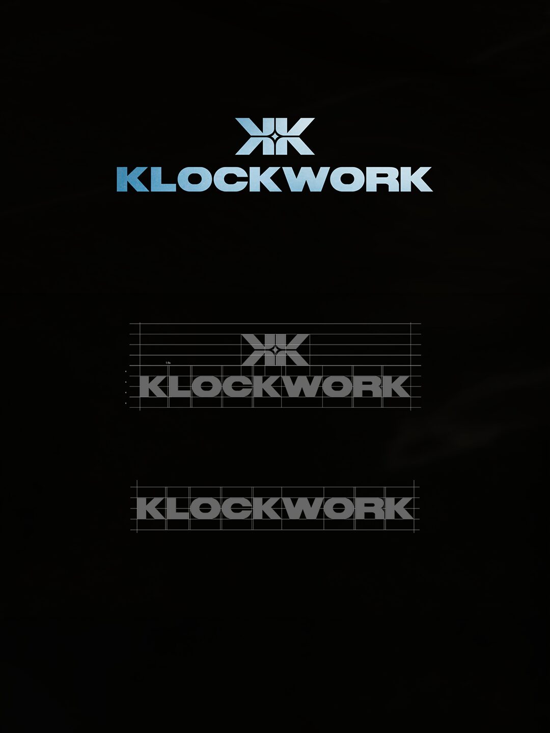 Klockwork logo and wordmark with construction grid